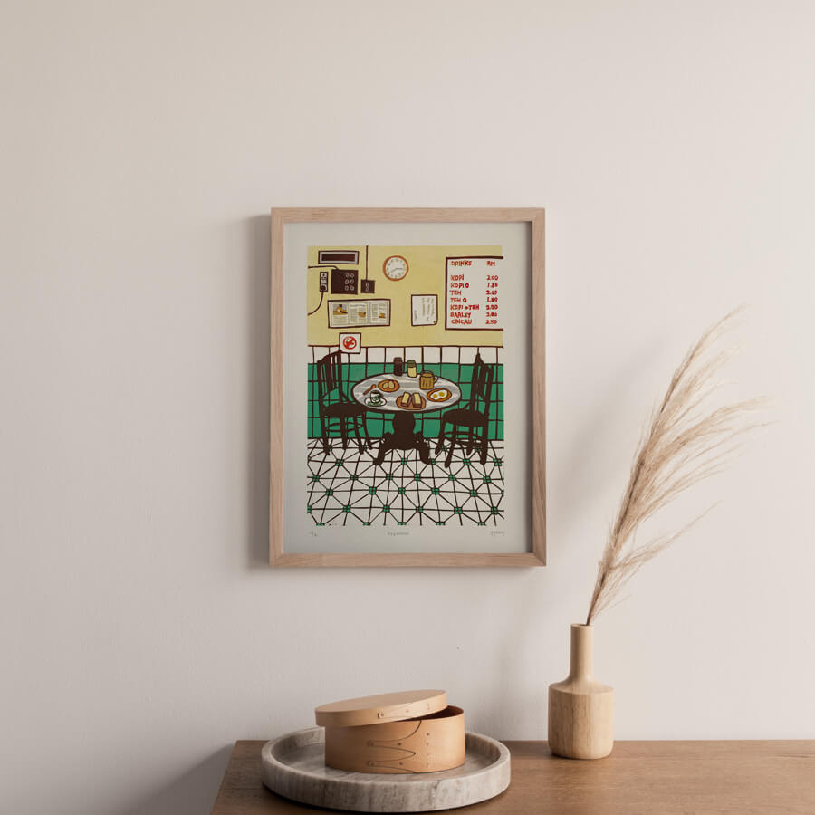 Kopitiam Coffee Shop Block Print