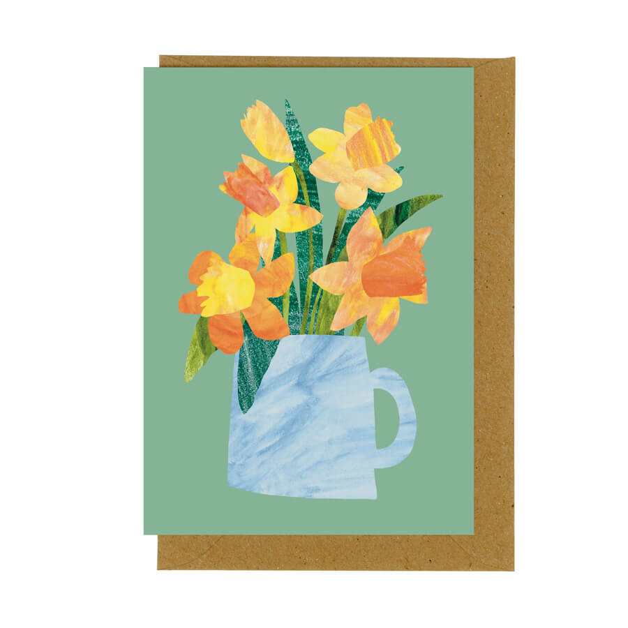 Daffodils in Blue Cup Card